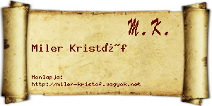 Miler Kristóf névjegykártya